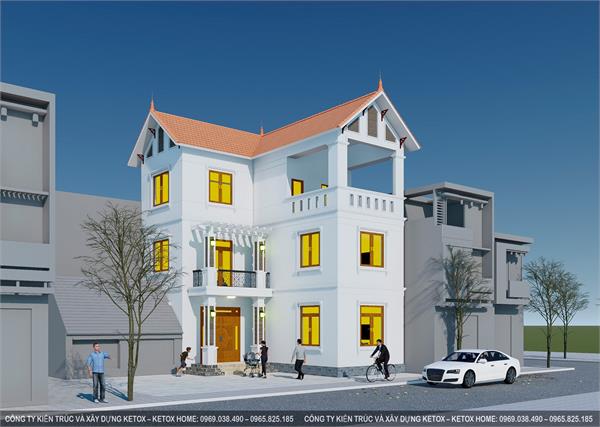 nhà chữ L 3 tầng mái ngói 